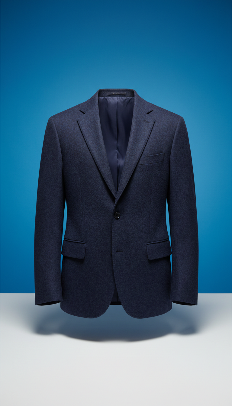 Navy Wool Blazer with Gold Buttons